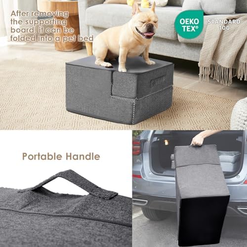 EHEYCIGA Dog Stairs for Small Dogs 13.5" H, 3-Step Dog Steps for Cats - Image 5
