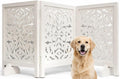 Wooden Dog Gate 54x24, 3 Panel Foldable Pet Gate, Indoor White by TheWoodenTown