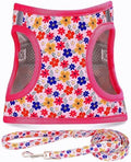 Step in Dog Harness Leash Set- All Weather Reflective No-Pull Floral Pattern by MOONPET