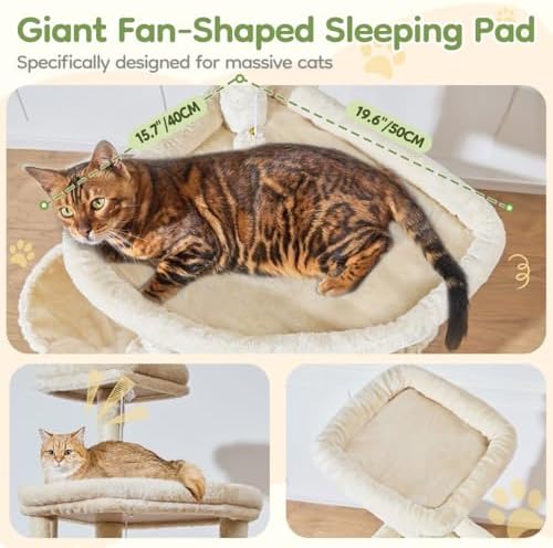 Taoqimiao Cat Tree for Large Cats, 72In Tall Cat Tower, Giant Platform - Image 3