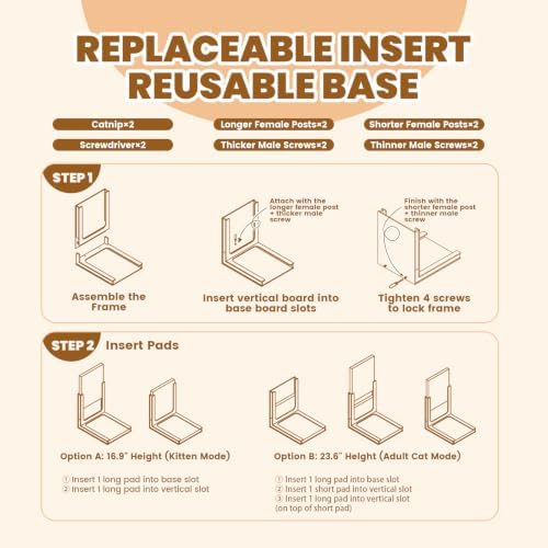 Replaceable Cardboard Cat Scratcher, Easy 30-S Assembly & 3-Second Swap - Image 7