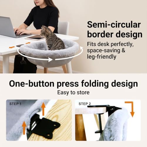 SWIND Cat Desk Bed, Adjustable Cat Desk Hammock, Cat Bed - Image 4