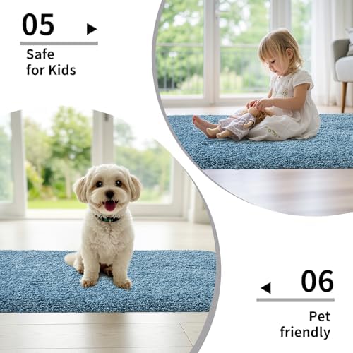 Disolla Blue Bathroom Rugs 20x32, Non-Slip Plush Thick Bath Mat - Image 6