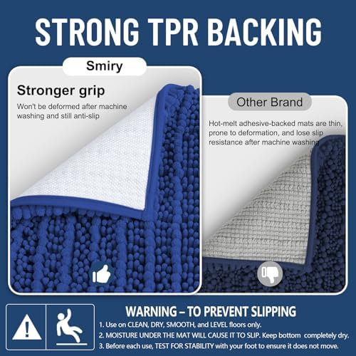 Smiry Bathroom Rugs 36X24, Extra Soft Rubber Backing Chenille Bath Mats - Image 3