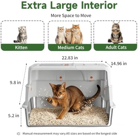 XL Enclosed Stainless Steel Litter Box - Image 2