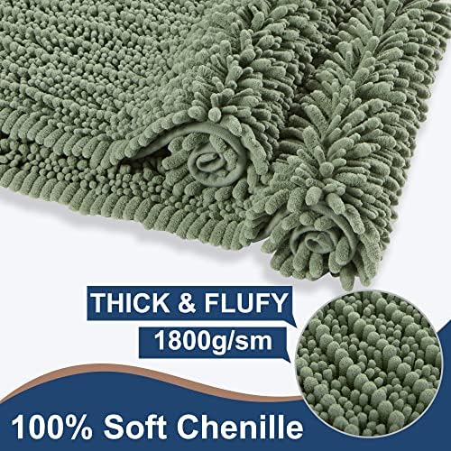 Luxury Chenille Sage Green Bathroom Rugs Sets 2 Piece, Thickened Hot Melt - Image 3
