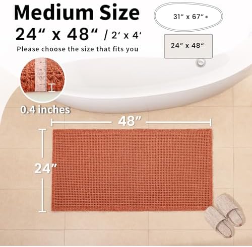 Burnt Orange Bathroom Rug, Fall Waffle Bath Mat Non Slip - Image 2