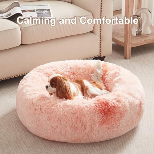 30 in Faux Fur Fluffy Donut Dog Bed - Image 2