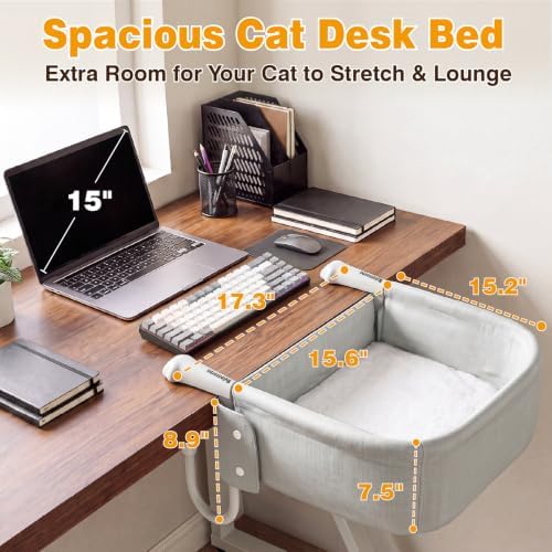 Extra-Sturdy Cat Desk Bed for Large Cats 50lbs Desk Cat Bed Attachment - Image 3