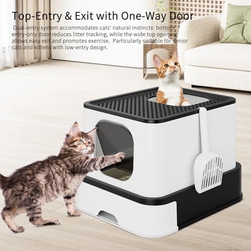 RIZZARI Stainless Steel Litter Box: Enclosed Pull-Out Drawer Top Exit - Image 7