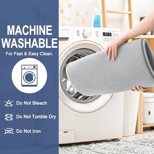 OLANLY Memory Foam Small Bathroom Rug 24x16, Absorbent Bath Mat, Light Grey - Image 6