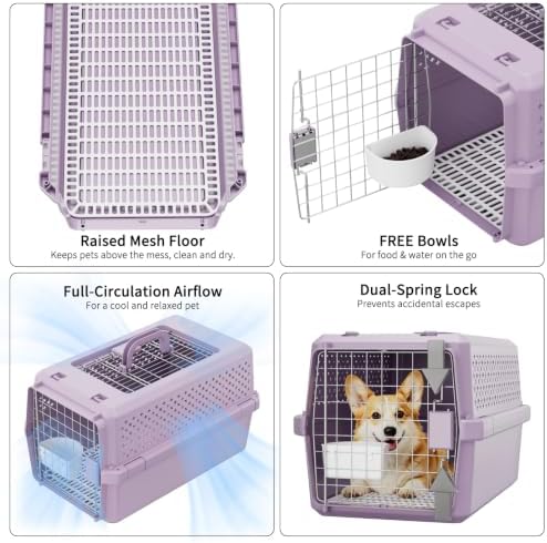 RIZZARI Purple Pet Carrier: Airline Approved Dog Crate Travel Kennel - Image 6