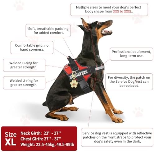 Opstin Service Dog Vest, ID Tag + 50 ADA Information Cards, Service Dog Harness - Image 5