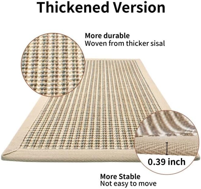 FUKUMARU Cat Scratcher Mat, 23.6 X 15.7 Inch Natural Sisal Cat Scratch Mat - Image 3