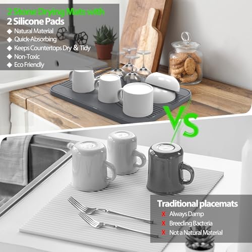2 PCS Stone Dish Drying Mat ＆ Silicone Mat - Image 7