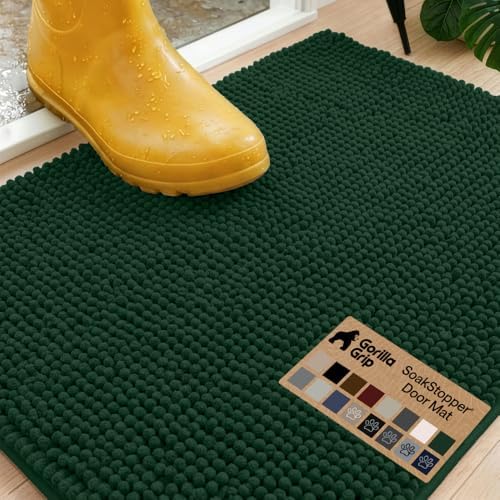 GORILLA GRIP SoakSTOPPER Dog Door Mat, Machine Wash and Dry, 30x20 Green by GorillaGrip