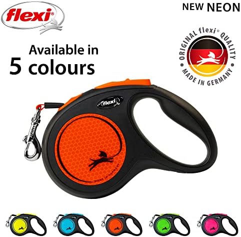 Flexi New Neon Tape Orange Medium 5m Retractable Dog Leash/Lead - Image 5