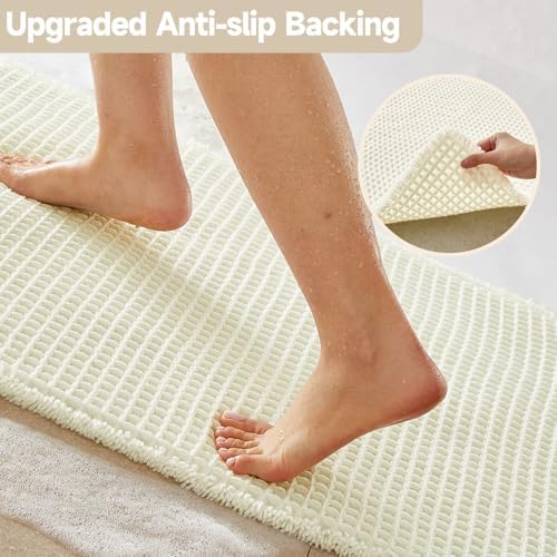 TYUU Cream White Waffle Runner Rug Bathroom, Long Boho Bath Mat - Image 5