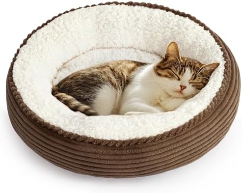 Love's cabin Round Donut Cat and Dog Cushion Bed, 20in Pet Bed by Lovescabin