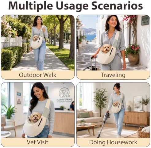 Dog Sling Carrier for Small Dogs and Cats Up to 15 lbs, Hands Free Pet Carrier - Image 7