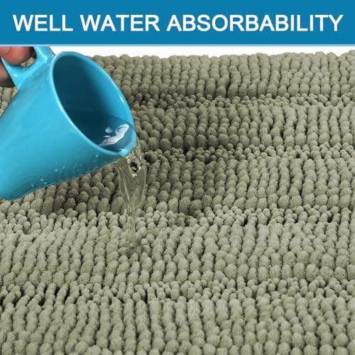 H.VERSAILTEX Bath Mats for Bathroom Non Slip Thick Chenille Striped Bath Rug - Image 5