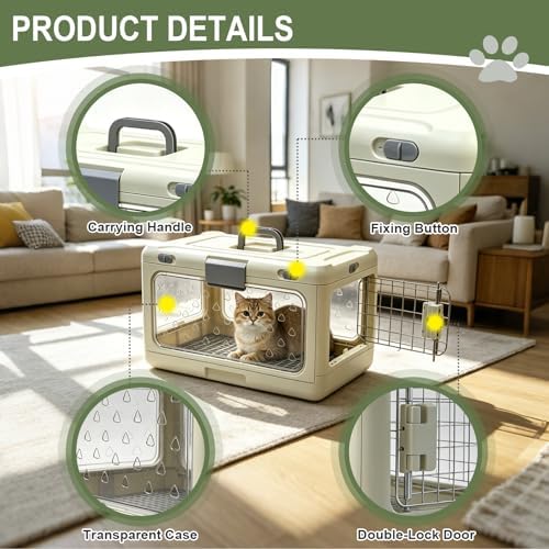 Collapsible Hard Cat Carrier Small Dog Cat Travel Crate Pet Clear - Image 4
