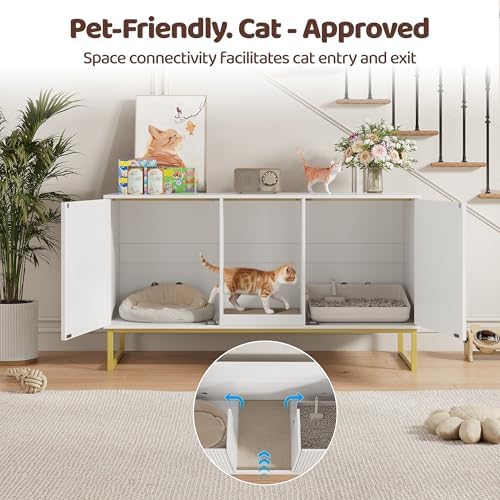 Kitty Litter Box Enclosure for 2 Cats, Small Hidden Cat Litter Box Furniture - Image 3