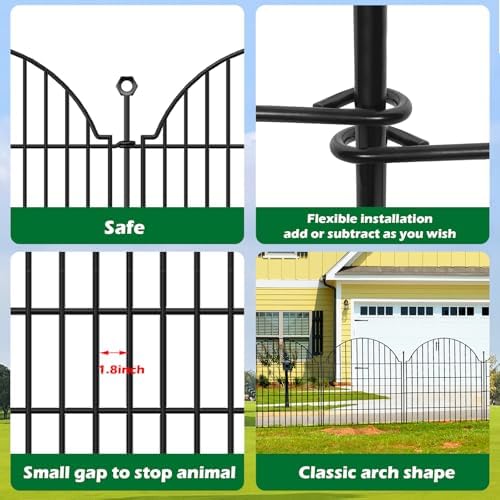 10 Panels No Dig Decorative Outdoor Garden Fence, 32in x23.6ft - Image 6