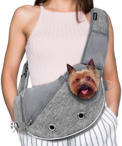 PetAmi Small Dog Sling Carrier, Puppy Cat Hands-Free Purse, 5 lb by PetAmi