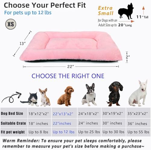 Pink Dog Bed for Crate or Cage 22 Inch for Extra Small Dogs, Soft Fluffy Comfy - Image 4