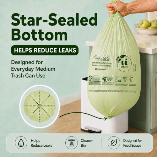 UNNI 8 Gallon Compostable Bags, 30 Liter, Extra Thick 0.85 Mil - Image 6