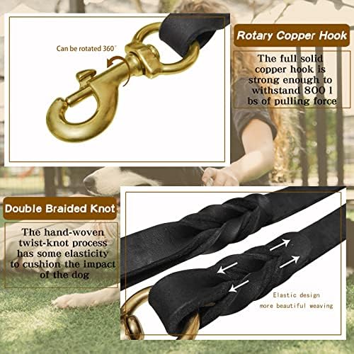 Leather Dog Leash 6ft x 1/2 inch, Strong Heavy Duty Genuine Leather Braided Dog - Image 4