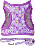 Step in Dog Harness Leash Set- All Weather Reflective No-Pull Floral Pattern by MOONPET