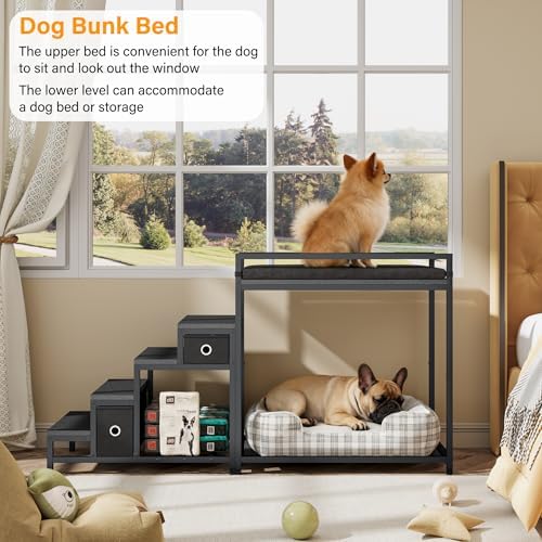 kepptory Pet Bunk Bed with Stairs and Storage, Dog Beds Attachment to Human Bed - Image 4