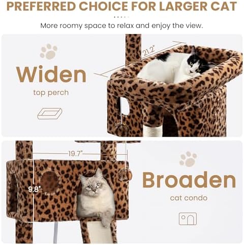 SHA CERLIN 65in Larger Cat Tree Tower Condo - Image 3