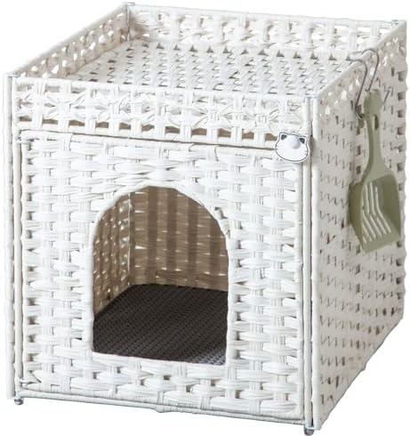 SETVSON Cat Litter Box Enclosure Furniture, Hidden PE Rattan by SETVSON