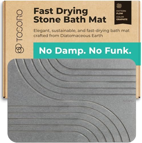 TOSORO - Stone Bath Mat Diatomaceous Earth Shower Mat Non-Slip Super Absorbent by Tosoro