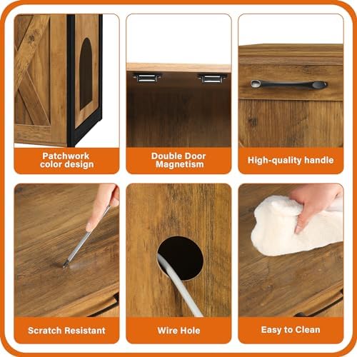 Dwanton Cat Litter Box Enclosure, Hidden Litter Box Furniture, 23.6 Inches - Image 6