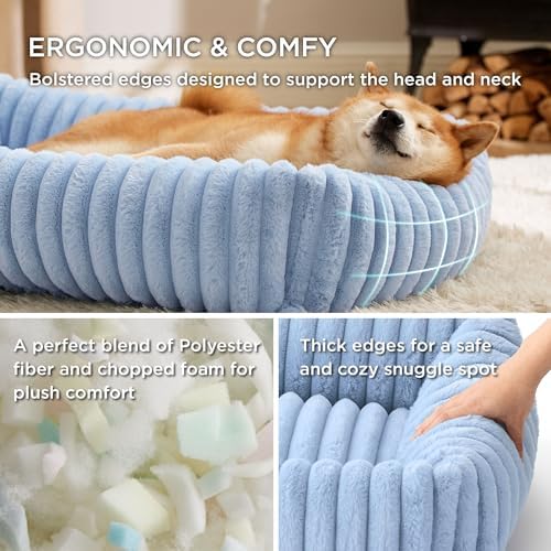 Bedsure ComfyFleece® Cute Dog Beds Large Sized Dog Washable，36in Blue - Image 2