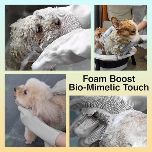 Pet Grooming Gloves, 5-Finger Silicone Dog Bath Scrubber - Image 4