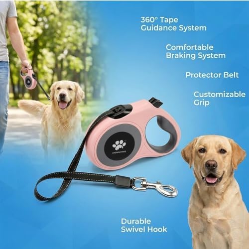 16 ft Retractable Dog Leash for Extra Large Dogs up to 130 lbs, Tangle-Free - Image 2