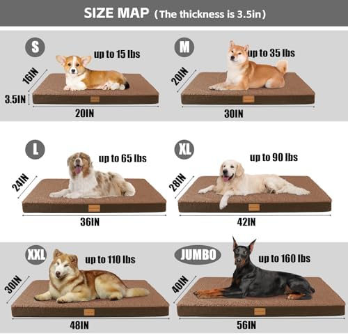 Patas Lague Orthopedic Large Dog Bed Washable Pet Sofa Mat 48''X30'' Brown - Image 5