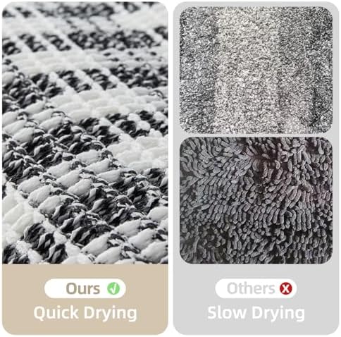 TYUU Waffle Bath Mat, Checkered Bathroom Rugs Non Slip, 36x24 Black & White - Image 6