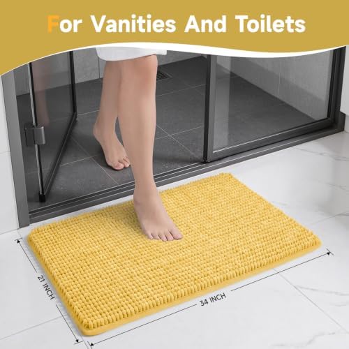 Ophanie Yellow Bathroom Rugs 34x21, Soft Chenille Bath Mat, Non Slip Absorbent - Image 2