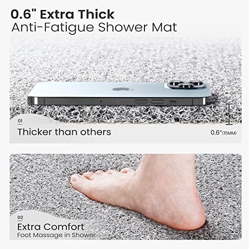 0.6" Extra Thick Non Slip Shower Mat, PVC Loofah Shower Mat - Image 3
