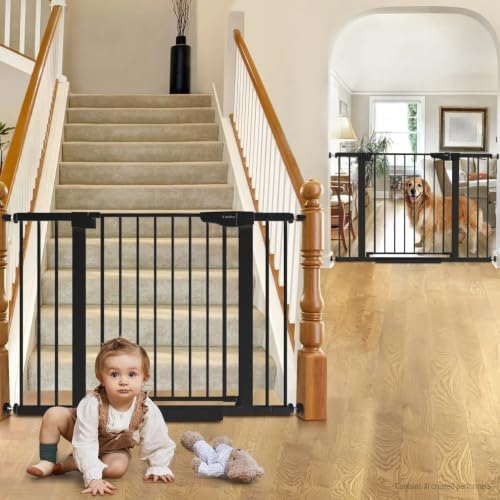 Cumbor 2 Pack 30-46" Baby Gate for Stairs, Auto Close Dog Gate Indoor Black - Image 2