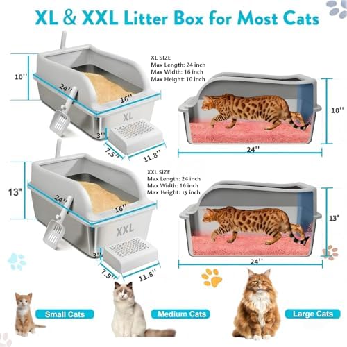 2PACK XXL Stainless Steel Litter Box - Image 3