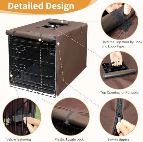 DONORO Dog Crate Cover, Waterproof Pet Kennel Cover 600D Heavy Duty Dog Cage - Image 4