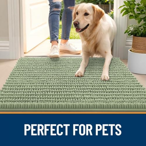 OLANLY Dog Door Mat for Muddy Paws 30x20, Ultra-Absorbent Chenille Mud Mat - Image 6