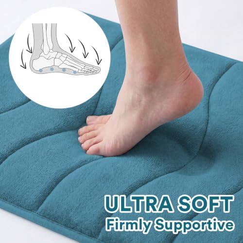 Flamingo P Dark Teal Bath Mat 24x36 Quick Dry Washable Soft Memory Foam - Image 3